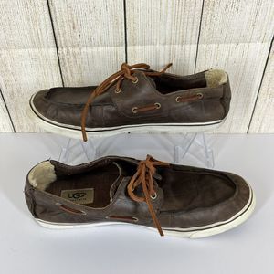 UGG Australia Boat Shoes Mens Lace Up Loafers Brown Bremerton Moc Toe Size 11.5